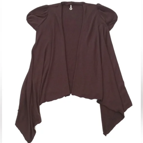 🌿 Ronin K Women's Dainty Lightweight Brown Rayon Blend Open Cardigan / Duster S - Picture 4 of 5